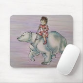 Cartoon meisje Beer slepende polen Muismat (Met muis)