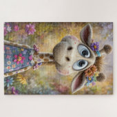 Cartoon meisje Giraffe puzzel (Horizontaal)