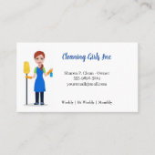 Cartoon Meisje Huis Schoonmaak Service Visitekaart Visitekaartje (Voorkant)