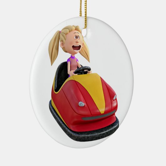 Cartoon Meisje in een autobus Keramisch Ornament (Rechts)