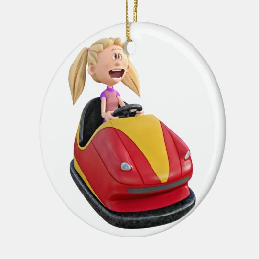 Cartoon Meisje in een autobus Keramisch Ornament (Links)