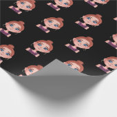 Cartoon Meisje met grote ogen Cadeaupapier (Hoek)