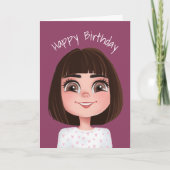 Cartoon meisje met grote ogen kaart (Voorkant)