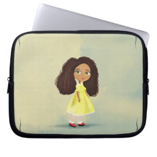 cartoon meisje met krulhaar Electronics Bag Laptop Sleeve