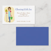 Cartoon Meisje met Mop House schoonmaakservice Visitekaartje (Voorkant / Achterkant)