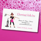 Cartoon Meisje Met Mop Huis Schoonmaakdienst Busin Visitekaartje