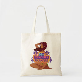 Cartoon meisje mijn favoriete persoon tote bag