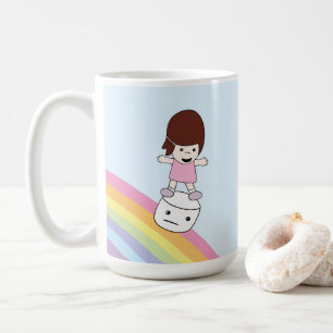 Cartoon Meisje op de Mok van de regenboogmacht