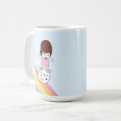 Cartoon Meisje op de Mok van de regenboogmacht (Voorkant links)