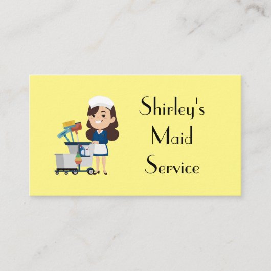CARTOON Meisje Shirley's Maid Service QR-code Visitekaartje (Voorkant)