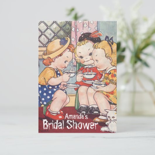 Cartoon meisjes Vrijgezellenfeest, bachelorette pa Kaart (Staand voorkant)