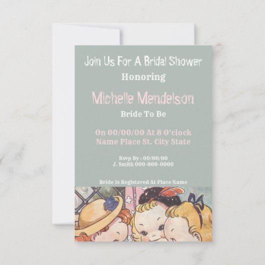 Cartoon meisjes Vrijgezellenfeest, bachelorette pa Kaart (Achterkant)