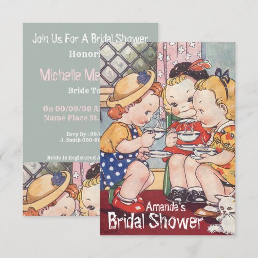 Cartoon meisjes Vrijgezellenfeest, bachelorette pa Kaart (Voorkant / Achterkant)