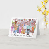 Cartoon Mensen Met Een Beterschap Boodschap Kaart (Gele Bloem)