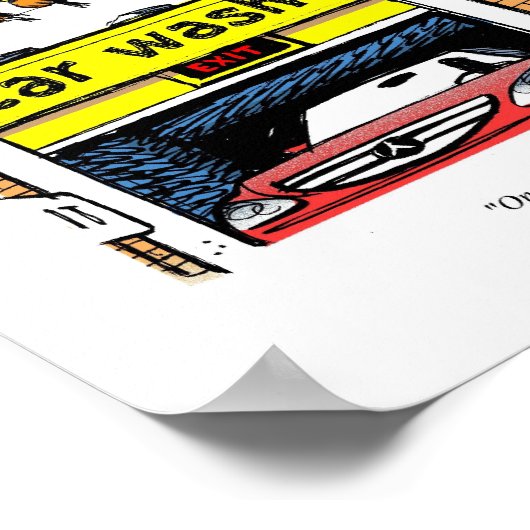 Cartoon Mercedes Car Wash Birds Poster (Hoek)