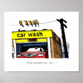 Cartoon Mercedes Car Wash Birds Poster (Voorkant)