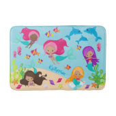 Cartoon Mermaid Little Girl onder het Zee Badmat (Voorkant)