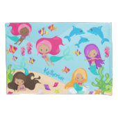 Cartoon Mermaid Little Girl onder het Zee Kussensloop (Voorkant)