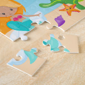 Cartoon Mermaid Little Girl onder het Zee Legpuzzel (Zijkant)
