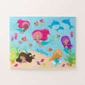 Cartoon Mermaid Little Girl onder het Zee Legpuzzel (Horizontaal)