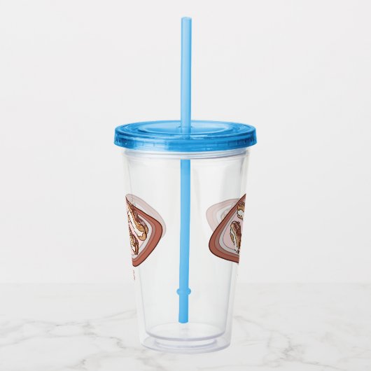 Cartoon met chocolade eclair acryl drinkbeker (Rechts)