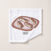 Cartoon met chocolade eclair bad handdoek (Wasdoekje)