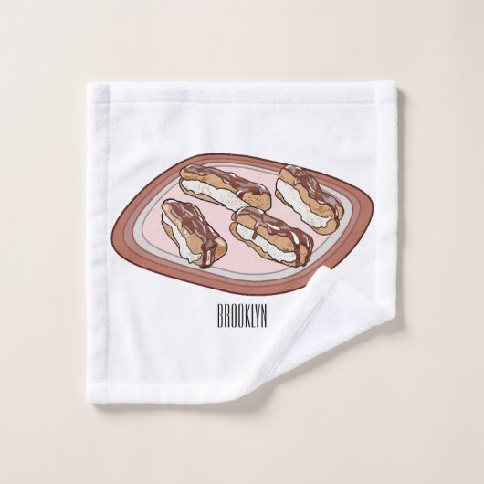 Cartoon met chocolade eclair bad handdoek (Wasdoekje)