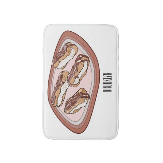 Cartoon met chocolade eclair badmat (Voorkant Verticaal)