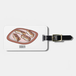 Cartoon met chocolade eclair bagagelabel