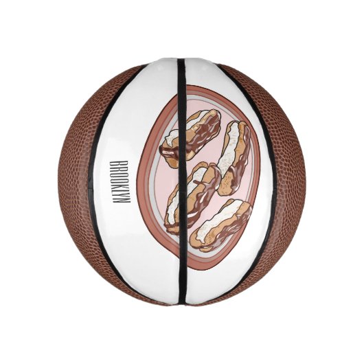 Cartoon met chocolade eclair basketbal (Verticaal)