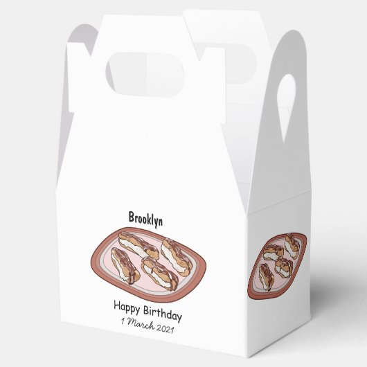 Cartoon met chocolade eclair bedankdoosjes (Geopend)