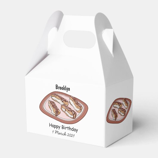 Cartoon met chocolade eclair bedankdoosjes (Voorkant Zijde)