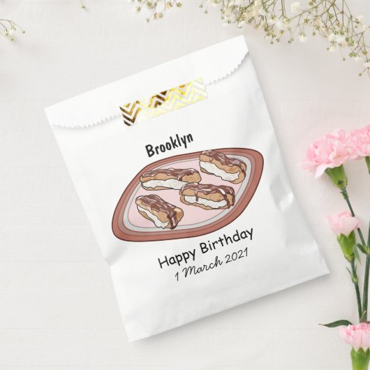 Cartoon met chocolade eclair bedankzakje (Gezegeld)