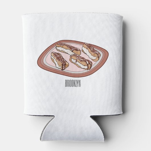 Cartoon met chocolade eclair blikjeskoeler (Achterkant)