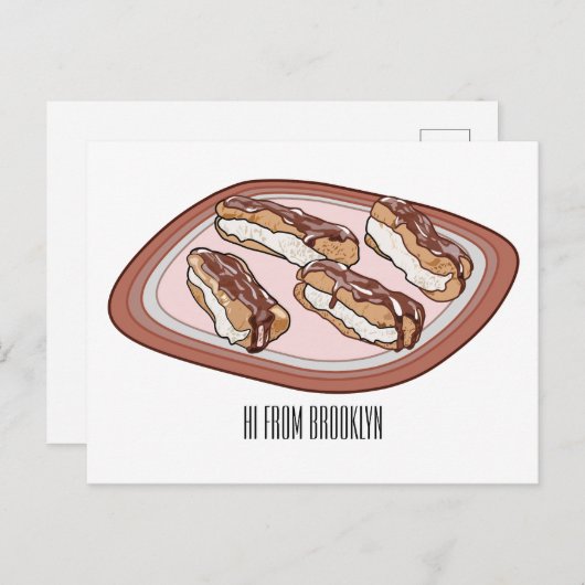 Cartoon met chocolade eclair briefkaart (Voorkant / Achterkant)