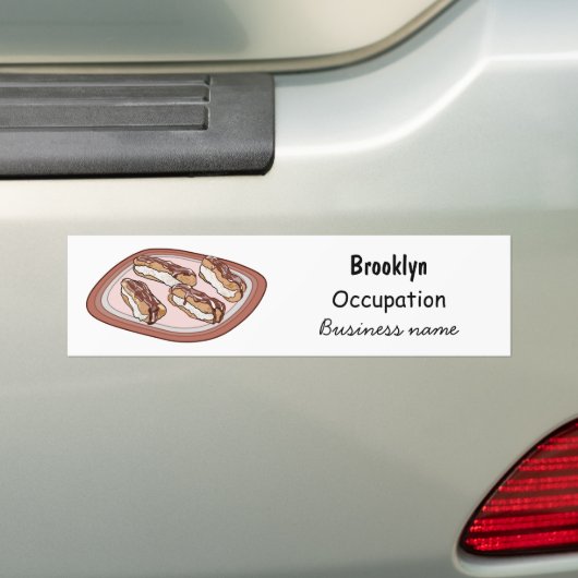 Cartoon met chocolade eclair bumpersticker (Op auto)