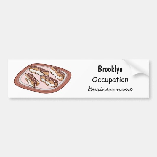 Cartoon met chocolade eclair bumpersticker (Voorkant)
