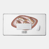 Cartoon met chocolade eclair bureaumat (Keyboard & Muis)
