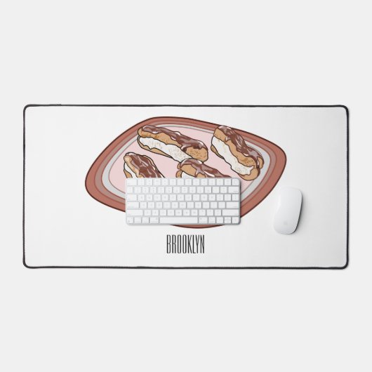 Cartoon met chocolade eclair bureaumat (Keyboard & Muis)