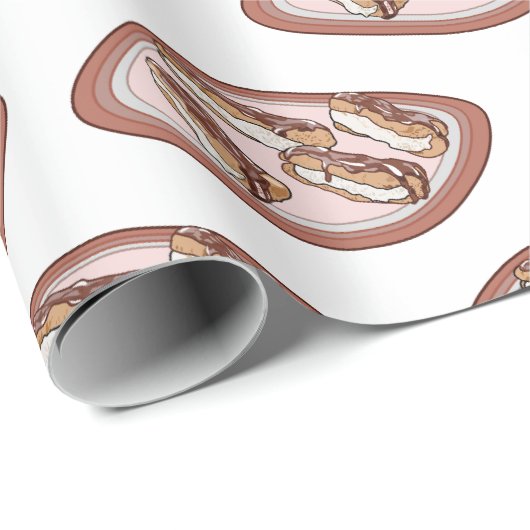 Cartoon met chocolade eclair cadeaupapier (Rol Hoek)