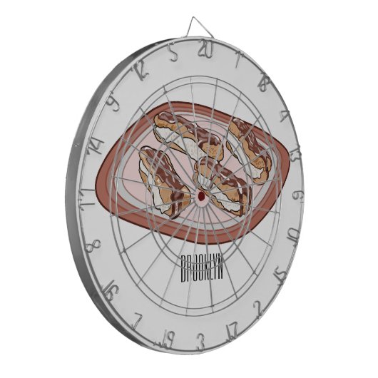 Cartoon met chocolade eclair dartbord (Voorkant Links)