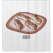 Cartoon met chocolade eclair douchegordijn (Voorkant)