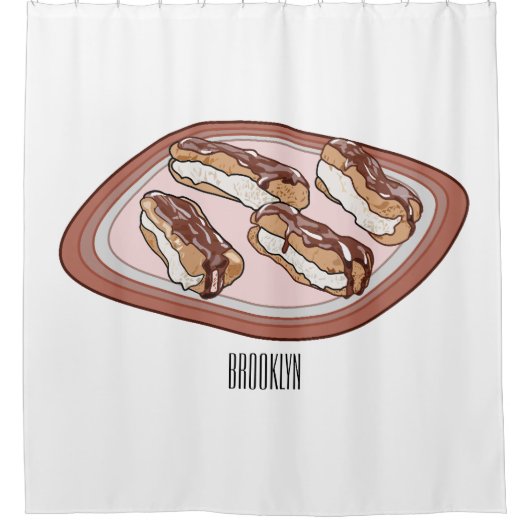 Cartoon met chocolade eclair douchegordijn (Voorkant)