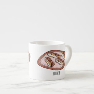 Cartoon met chocolade eclair espresso kop