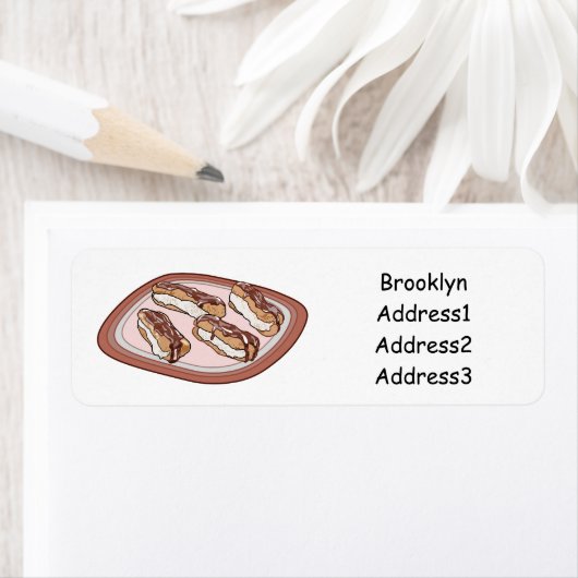 Cartoon met chocolade eclair etiket (Insitu)