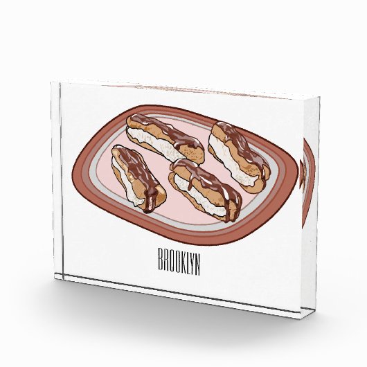 Cartoon met chocolade eclair fotoblokken (Rechts)