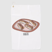 Cartoon met chocolade eclair golfhanddoek (Voorkant)