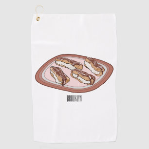 Cartoon met chocolade eclair golfhanddoek