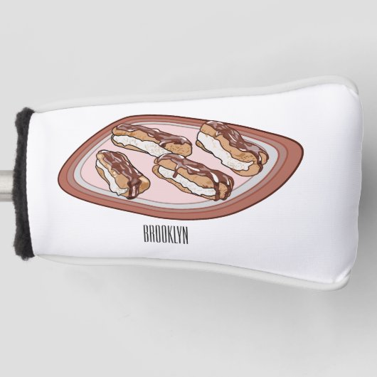 Cartoon met chocolade eclair golfheadcover (Voorkant)