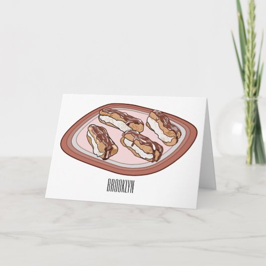 Cartoon met chocolade eclair kaart (Voorkant)